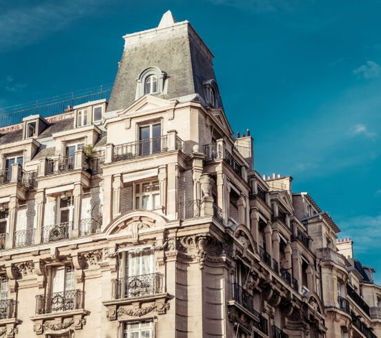 A low angle shot of a beautiful historical architectural structure in Paris, France